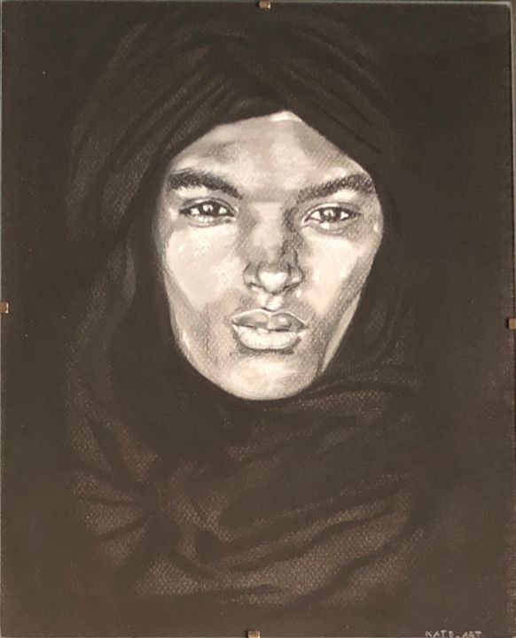 Portrait Dun Touareg En Noir Et Blanc Drawing By Kateart