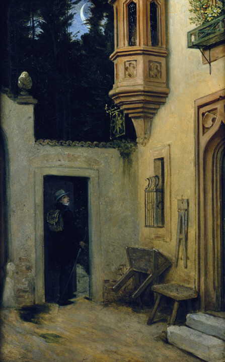 Painting titled "Adieu à l'aube" by Moritz Von Schwind, Original Artwork, Oil