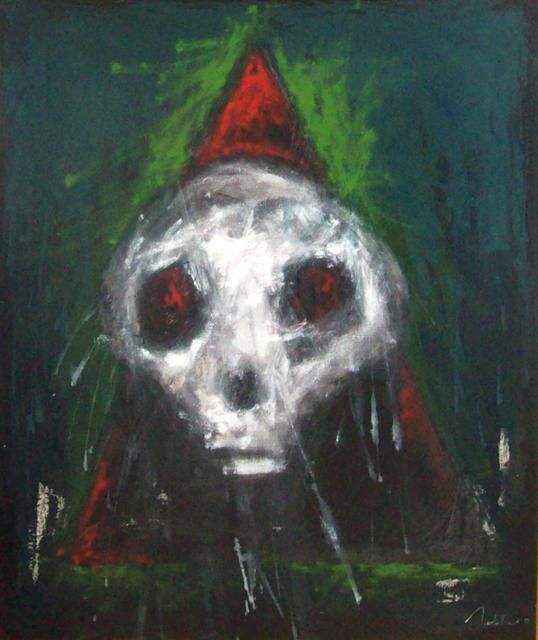 Painting titled "Le clown triste trè…" by Rachid Mortaki, Original Artwork, Oil