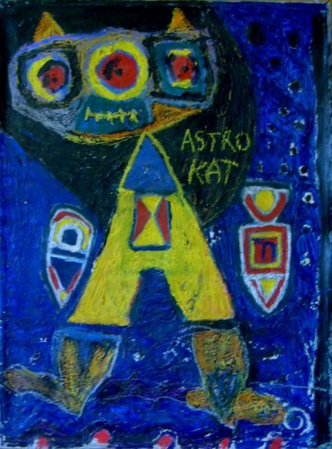 Painting titled "astro kat" by Salim Mouline, Original Artwork