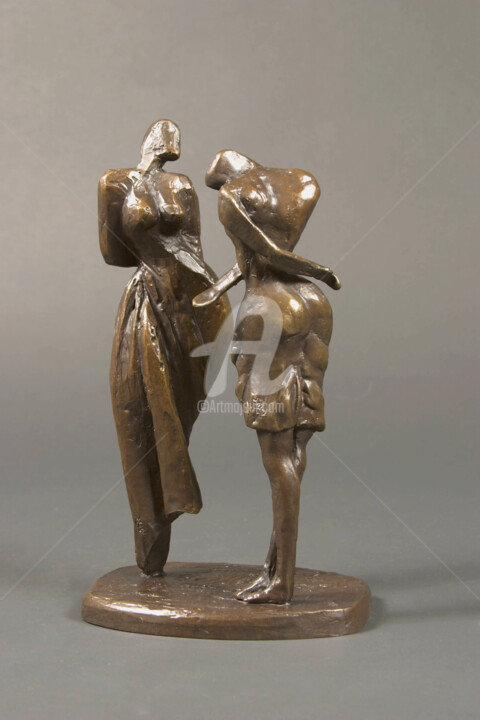 Sculpture titled "LES COPINES" by Marie-Pierre Philippe-Lohézic (MPPL-ART), Original Artwork, Bronze