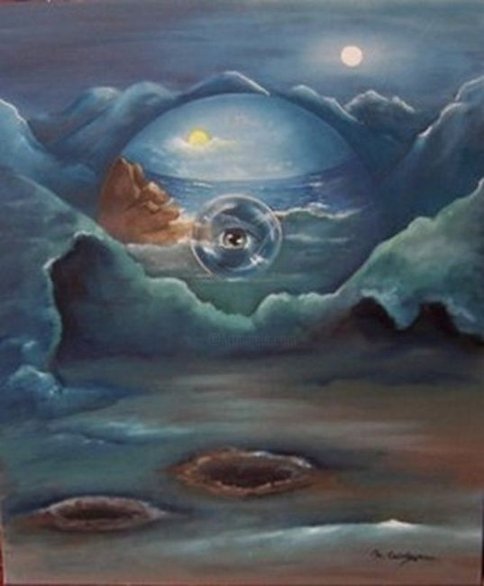 Painting titled "Imagine" by Martine Suzanne Calvayrac, Original Artwork, Oil