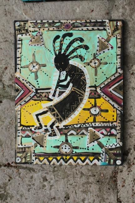 Peinture intitulée "Kokopeli" par Multimedia Artist, Œuvre d'art originale, Huile