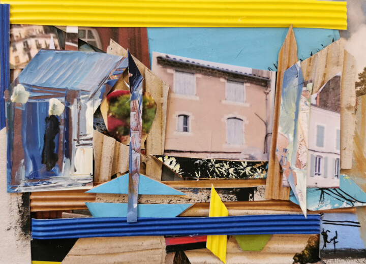 Collages intitulée "Balnéaire à la mais…" par Muriel Cayet, Œuvre d'art originale, Acrylique Monté sur Carton