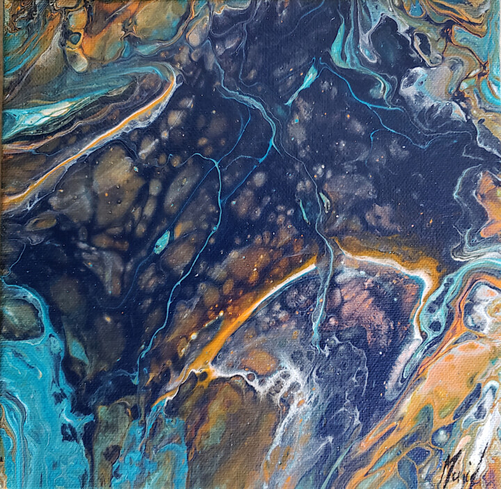 Painting titled "Earth" by Muriel Mougeolle, Original Artwork, Acrylic Mounted on Wood Stretcher frame