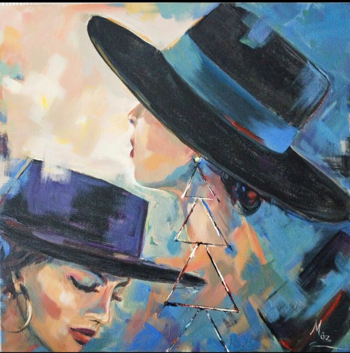 "Hats and women" başlıklı Tablo Mürşide Özyonar tarafından, Orijinal sanat, Akrilik artwork_cat. üzerine monte edilmiş