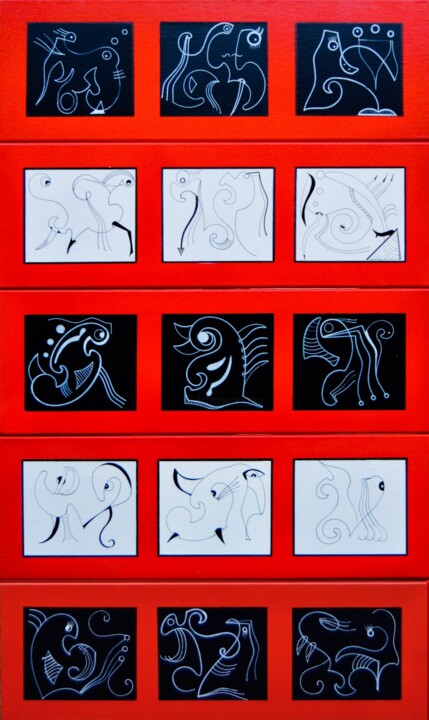 Peinture intitulée "5 x 3 não são 15" par Mutes / César Amorim, Œuvre d'art originale, Émail