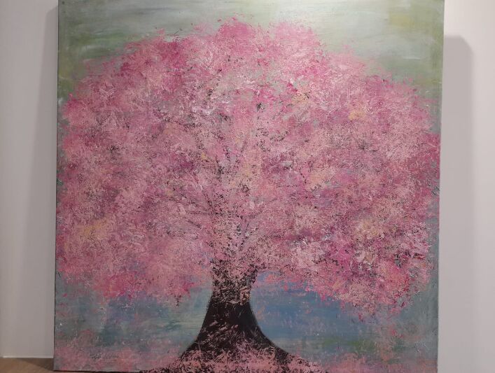 Painting titled "L‘arbre rose" by Myartbyme By Ayse K., Original Artwork, Acrylic