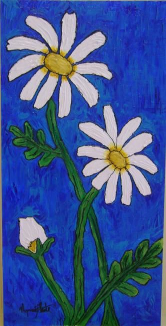 Painting titled "fleur d'océan" by Myriam Plante, Original Artwork