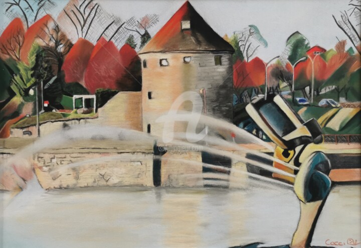 Peinture intitulée "Pelotaure" par Nadège Minder (Cocci), Œuvre d'art originale, Pastel