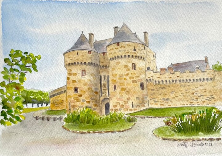 Desenho intitulada "La porte Saint Mich…" por Nadej Gunalp, Obras de arte originais, Aquarela