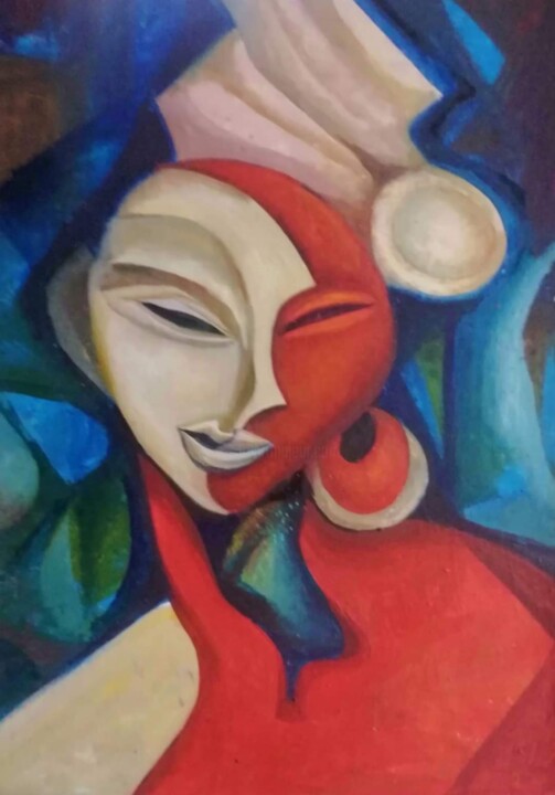 Pintura titulada "Carnaval. Red and w…" por Nadezda Baruns, Obra de arte original, Oleo