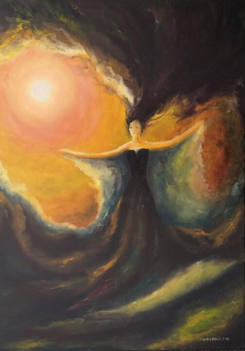 Painting titled "Storm" by Nadezhda Gellmundova, Original Artwork, Oil Mounted on Wood Stretcher frame