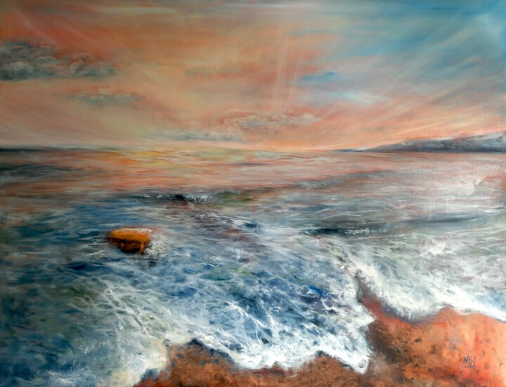 Pittura intitolato "Fantastic sunset" da Nadia Bedei, Opera d'arte originale, Olio