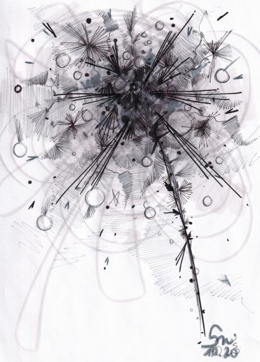 「2020-10 n°5」というタイトルの描画 Nadine Stoeltzlenによって, オリジナルのアートワーク, ボールペン