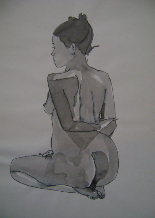 Rysunek zatytułowany „Nu 11” autorstwa Nadine Trescartes (fildefériste), Oryginalna praca, Długopis żelowy