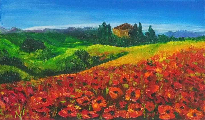 Schilderij getiteld "Tuscany" door Nadezhda Ivanova, Origineel Kunstwerk, Olie