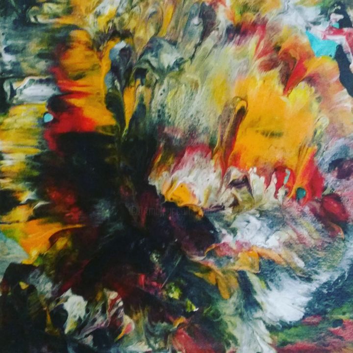 Peinture intitulée "Fleurs fantasque" par Nagwa Safey, Œuvre d'art originale, Acrylique