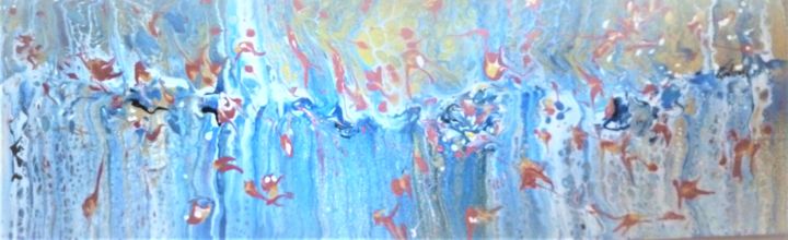 Painting titled "Les poissons heureux" by Nagwa Safey, Original Artwork, Acrylic