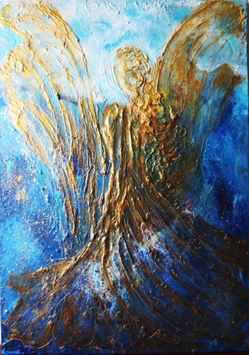 Schilderij getiteld "Angel I" door Nahalah, Origineel Kunstwerk, Acryl