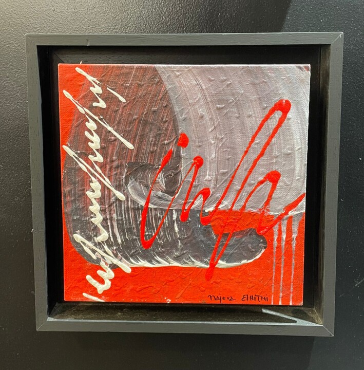 Peinture intitulée "rouge et noi" par Najoua El Hitmi, Œuvre d'art originale, Acrylique