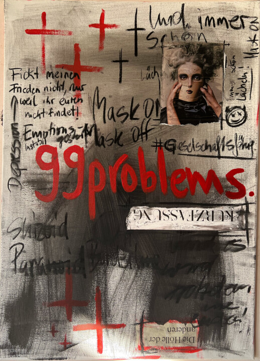 Malarstwo zatytułowany „99 problems” autorstwa Nalân Arzu Karadag, Oryginalna praca, Akryl Zamontowany na Drewniana rama nos…