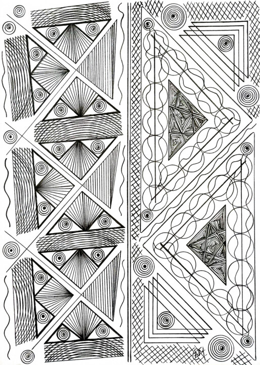 Dibujo titulada "Geometric Patterns…" por Nancy A-Mechrek, Obra de arte original, Lápiz