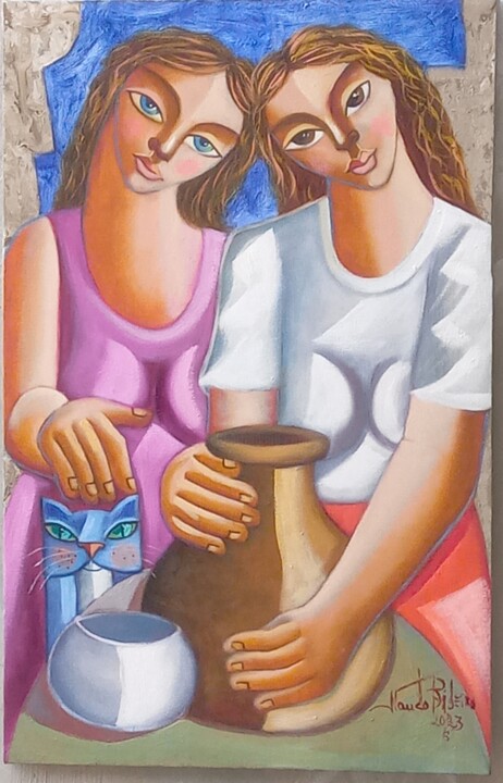 Painting titled "Mulheres" by Nando Ribeiro, Original Artwork, Oil