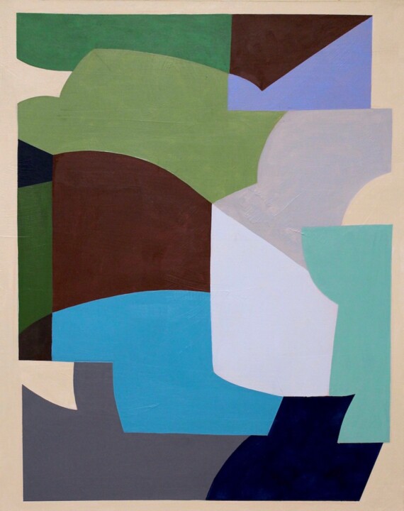 제목이 "Geometric Conpositi…"인 미술작품 Naoko Paluszak로, 원작, 아크릴 나무 들것 프레임에 장착됨