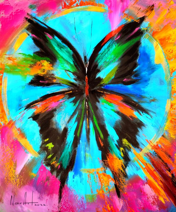 Картина под названием "Butterfly-2 (50x60c…" - Narek Jaghacpanyan, Подлинное произведение искусства, Масло Установлен на Дер…