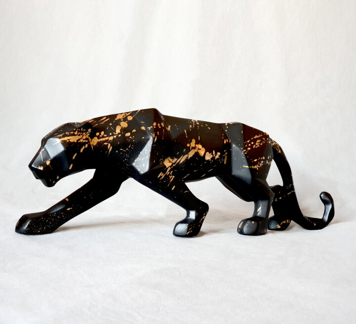 Sculpture intitulée "Panther black" par Na$H, Œuvre d'art originale, Acrylique