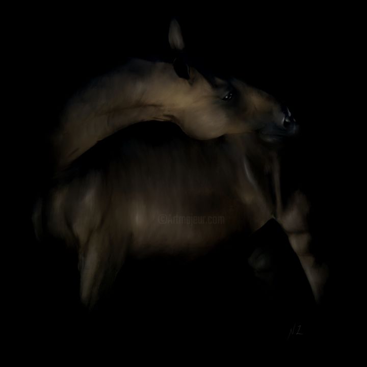 Digital Arts titled "Horse ri" by Nasy Zachou, Original Artwork, Digital Painting