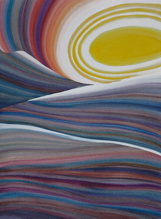 Pintura intitulada ""Dunes". Abstract L…" por Nata Korpusova, Obras de arte originais, Aquarela