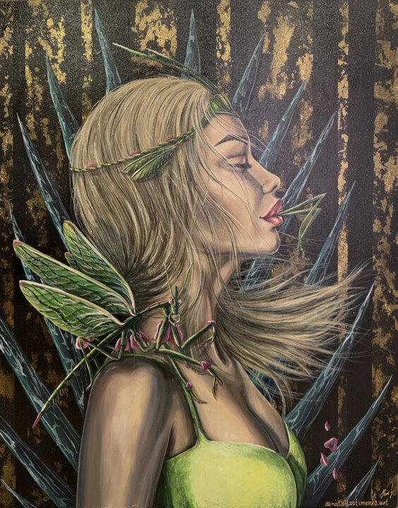 Peinture intitulée "FEMALE MANTIS" par Natali Ustimenko, Œuvre d'art originale, Huile