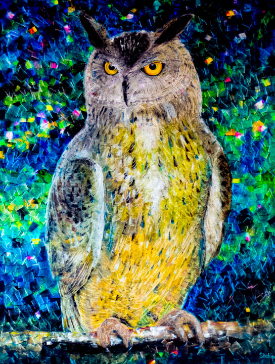 Peinture intitulée "Owl - a symbol of w…" par Natalia Shchipakina, Œuvre d'art originale, Huile Monté sur Châssis en bois