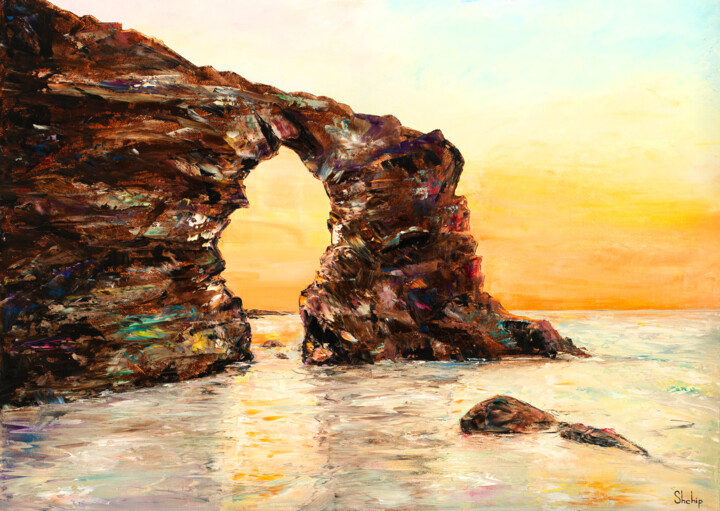 Pintura titulada "Beach of the Cathed…" por Natalia Shchipakina, Obra de arte original, Oleo Montado en Bastidor de camilla…