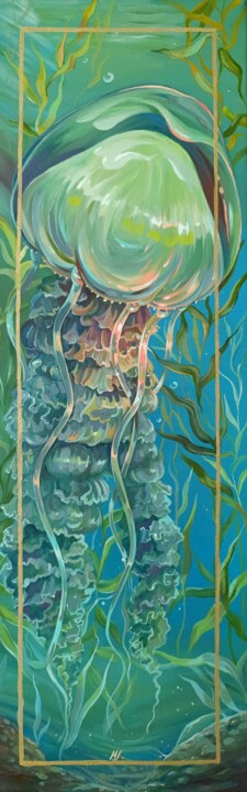 Painting titled "Jellyfish" by Natalia Synegina, Original Artwork, Oil