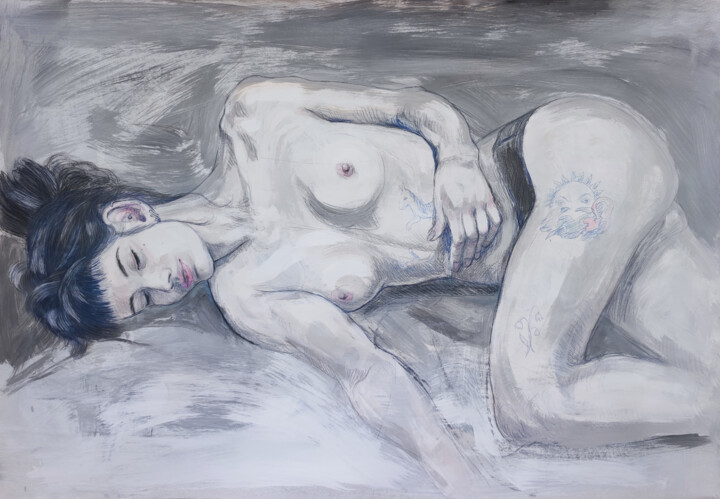 Рисунок под названием "Sleeping Beauty, ti…" - Natalie Levkovska, Подлинное произведение искусства, Темпера
