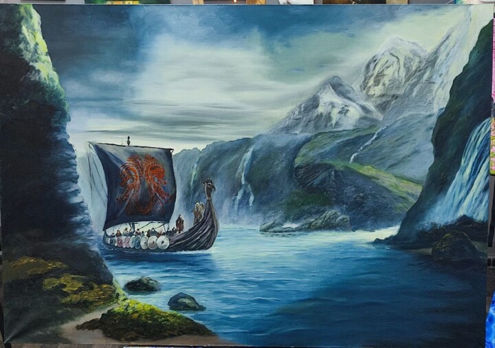 Peinture intitulée "Vikingi" par Natalya Generalova, Œuvre d'art originale, Huile Monté sur Châssis en bois