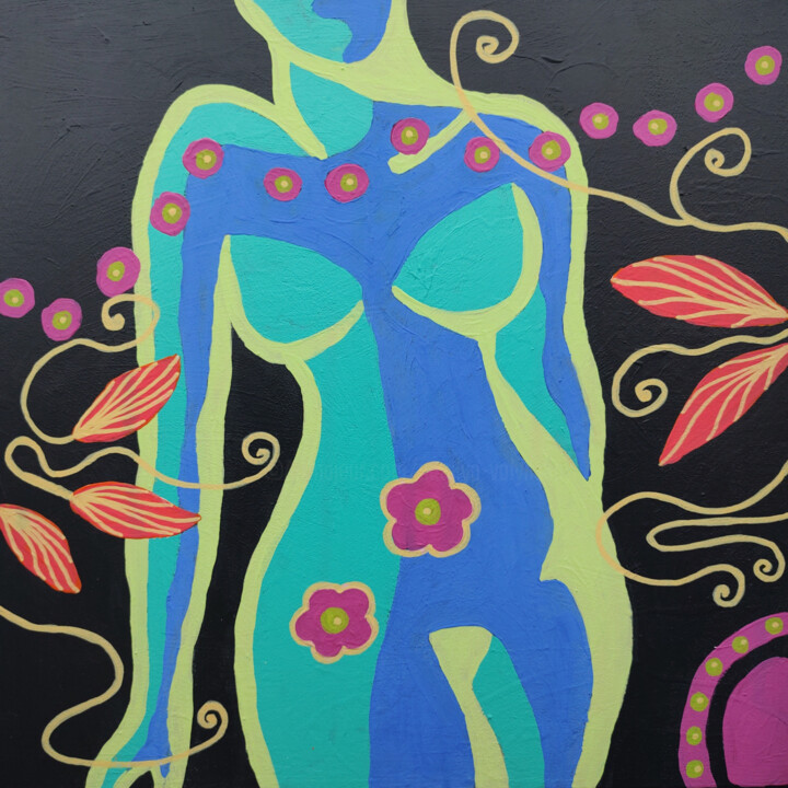 Pintura intitulada "Woman Act Colorful…" por Natalya Volynska, Obras de arte originais, Acrílico
