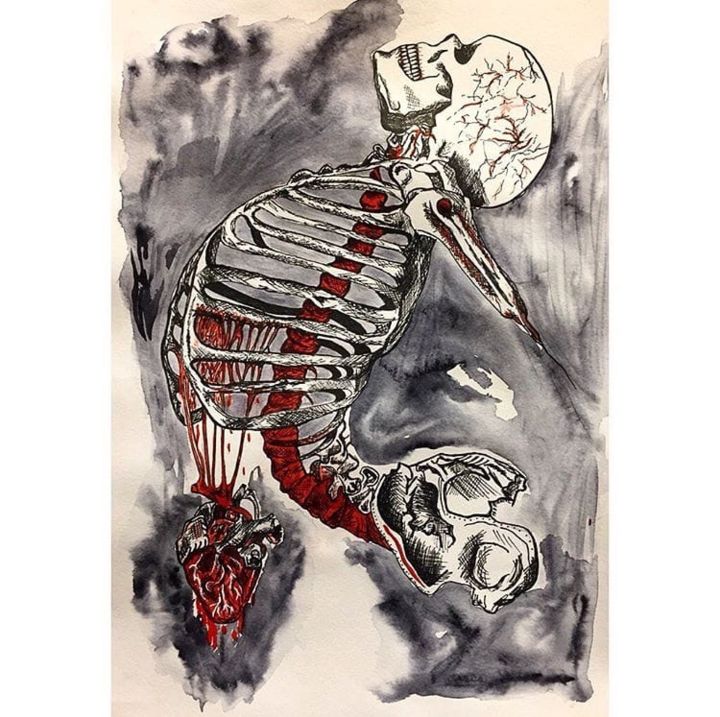 Peinture intitulée "dead" par Nataly Fox, Œuvre d'art originale, Aquarelle