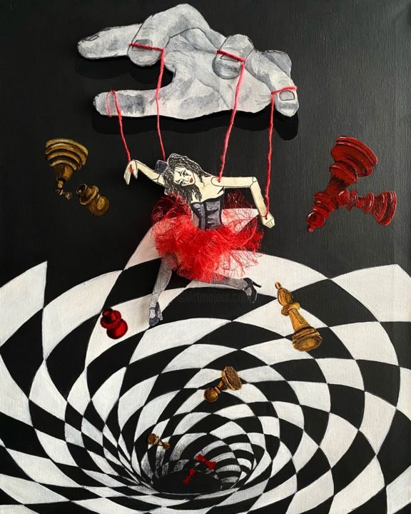 Peinture intitulée "Кукловод" par Nataly Fox, Œuvre d'art originale, Encre