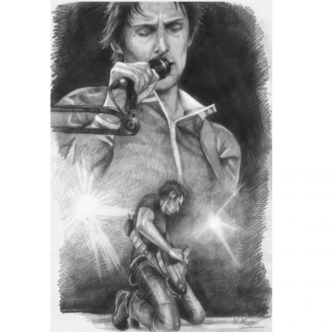 Dibujo titulada "Matt Bellamy" por Natamur, Obra de arte original