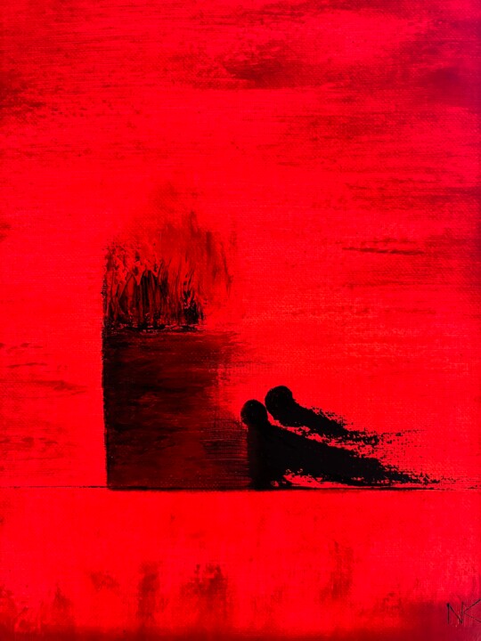 Картина под названием "The door to hell wa…" - Natasha Kochart, Подлинное произведение искусства, Масло