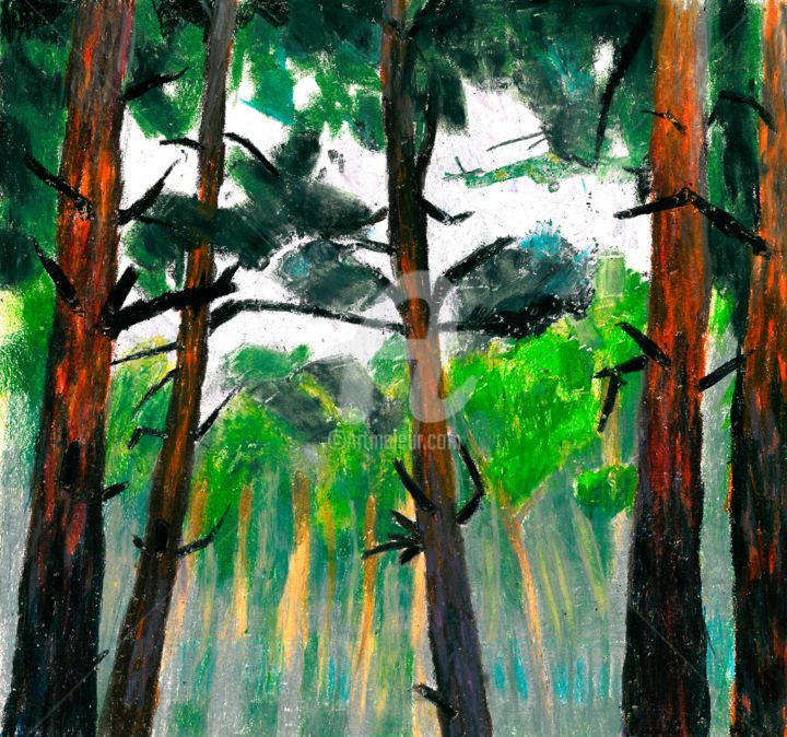 Dibujo titulada "Forest.png" por Natasha Steshenko, Obra de arte original, Pastel