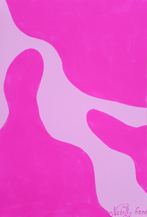 Картина под названием "Abstract Pink Flexi…" - Natelly Gree, Подлинное произведение искусства, Акрил