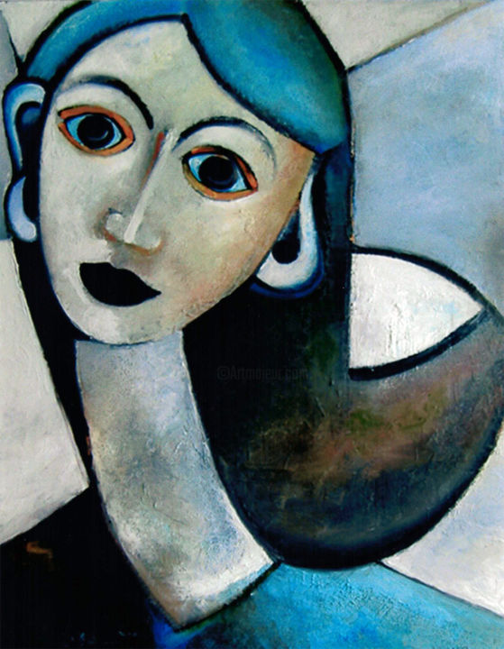 Peinture intitulée "LES GRANDS YEUX" par Nathalie Mary, Œuvre d'art originale, Huile Monté sur Châssis en bois