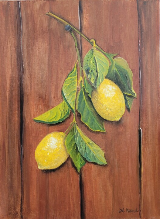 Pintura intitulada "Limon" por Natia Kanelis, Obras de arte originais, Óleo