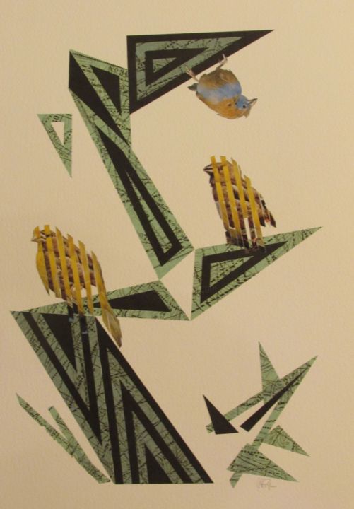 Collages intitulée "Uccelli#1" par Nicola Paglia, Œuvre d'art originale