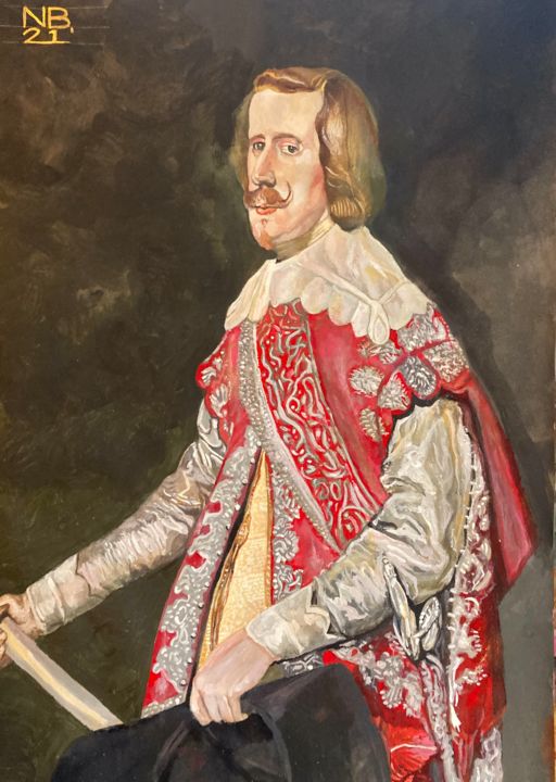 Painting titled "Philip IV after vel…" by Neal Burns, Original Artwork, Gouache
